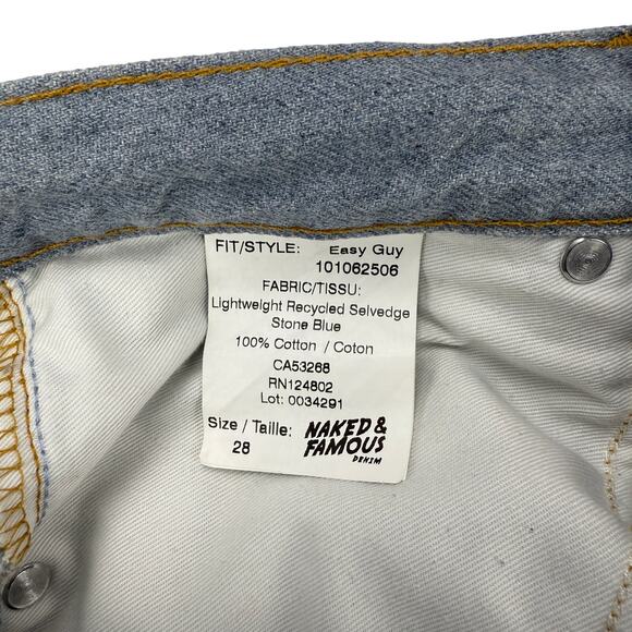 NAKED & FAMOUS Easy Guy Lightweight Recycled Selvedge Stone Blue Men's Size 28 - Picture 7 of 11